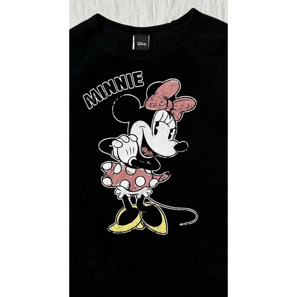 Disney Minnie Mouse Graphic Black Crewneck Sweatshirt Pullover Girls'‎ Medium - Picture 4 of 11
